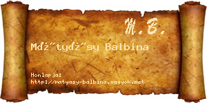 Mátyásy Balbina névjegykártya
